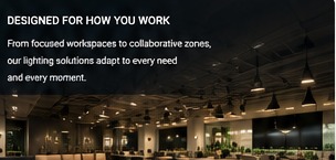 Modern commercial workspace with efficient lighting