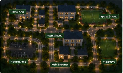 Recommended solar lighting layout for an educational campus