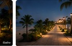 Beachfront resort solar lighting