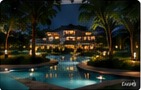 Poolside resort solar lighting
